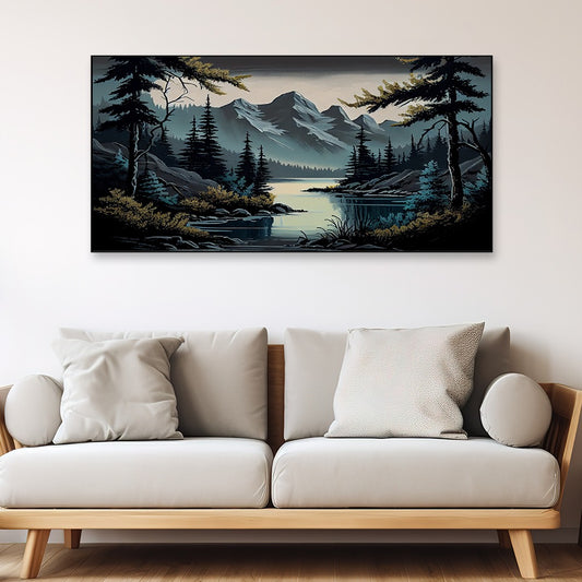 Beautiful Lake and Mountains Nature Canvas Wall Painting