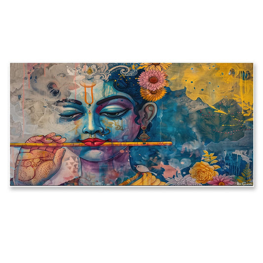 Bhagwan Krishna Flute Indian Religious Canvas Wall Painting