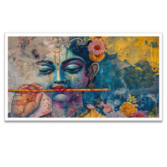 Bhagwan Krishna Flute Indian Religious Canvas Wall Painting