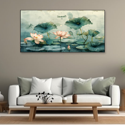 Elegant Lotus Flowers Vastu Canvas Wall Painting