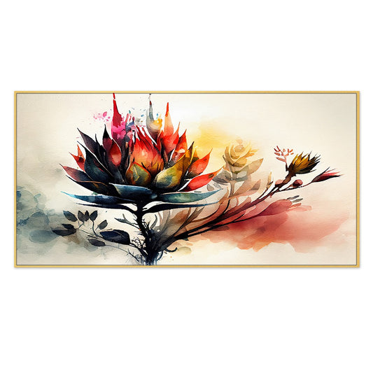 Vibrant Multicolor Floral Canvas Wall Painting with Frame