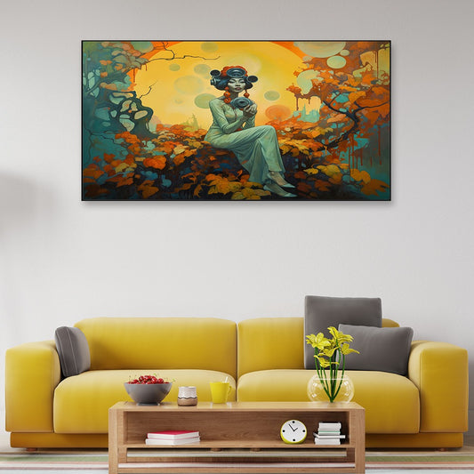 Beautiful Painting of a Woman with a Camera in Her Hands Canvas Wall Painting