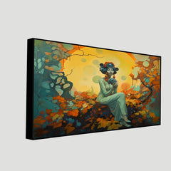 Beautiful Painting of a Woman with a Camera in Her Hands Canvas Wall Painting