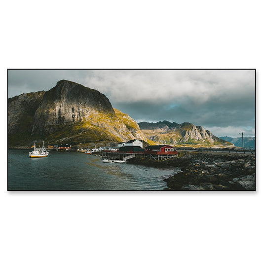 Fishing Boats in the Marina Town on a Sunny Autumn Day Canvas Wall Painting