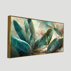 3D Beautiful Blue Flower Arrangement with Leaves Bouquet Canvas Wall Painting