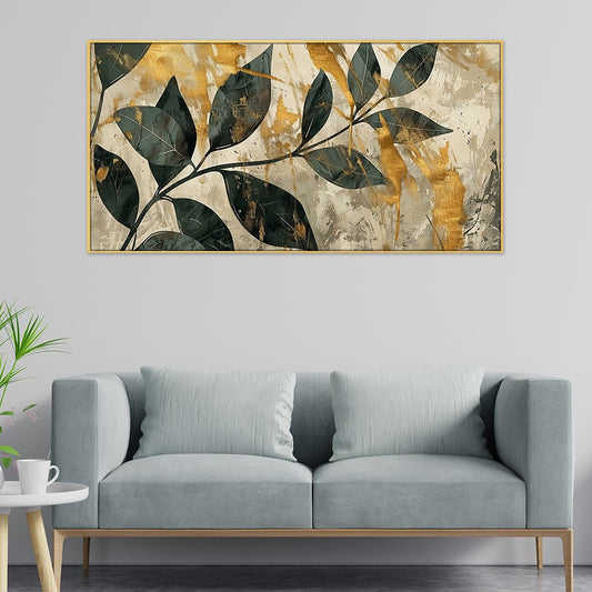 Abstract Modern Art Floral Green Leaves Canvas Wall Painting