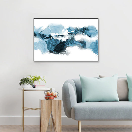 Blue Eternity Abstract Floating Framed Canvas Wall Painting