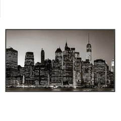 Manhattan's Night View Floating Framed Canvas Wall Painting