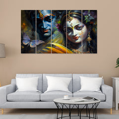 Multiple Frames, Beautiful Wall Art Radha Krishna Canvas Painting for Wall Decoration