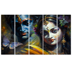 Multiple Frames, Beautiful Wall Art Radha Krishna Canvas Painting for Wall Decoration