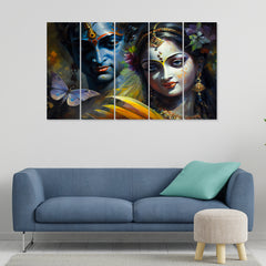 Multiple Frames, Beautiful Wall Art Radha Krishna Canvas Painting for Wall Decoration