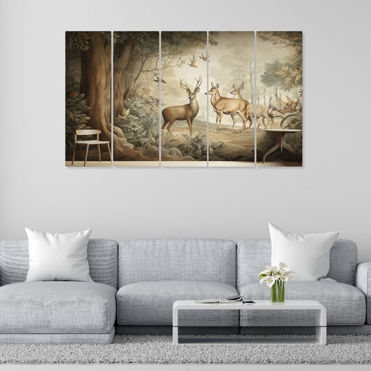 Multiple Frames, Beautiful Deers Nature Canvas Wall Painting for Home Decoration