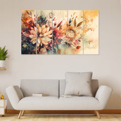 Elegant Flower Painting with Frame 5 Big Size (24x40) Multiple Frames Wall Art Painting