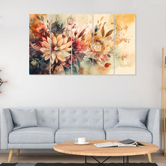 Elegant Flower Painting with Frame 5 Big Size (24x40) Multiple Frames Wall Art Painting