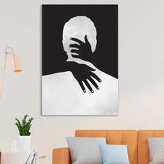 Abstract Love & Connection Canvas Painting Bold Monochrome Silhouette Artwork for Wall Decoration Elegant Modern Art Stretched Wall Paintings