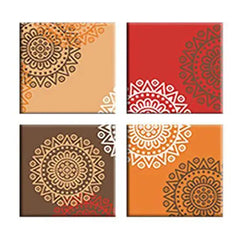 Beautiful Multicolor Abstract Mandala Canvas Wall Hanging Painting for Living Room | Bedroom | Office Set of 4 (30cm x 30cm)