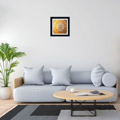 Beautiful Gold White Mandala Artwork Art Design Framed Wall Print/Poster/Painting for Bedroom, Living Room, Office, Home Decoration (12 x 12 Inch)