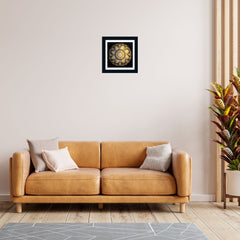 Beautiful Australian Aboriginal Artwork Gold White Mandala Art Design Framed Wall Painting for Bedroom, Living Room, Office, Home Decoration (12 x 12 Inch)