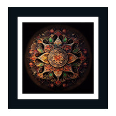 Beautiful Multicolor Rangoli Design Mandala Art Print Square Wall Frame