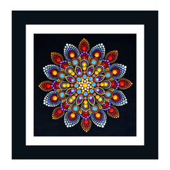 Beautiful Multicolor Rangoli Design Mandala Art Print Square Wall Frame