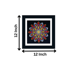 Beautiful Multicolor Rangoli Design Mandala Art Print Square Wall Frame