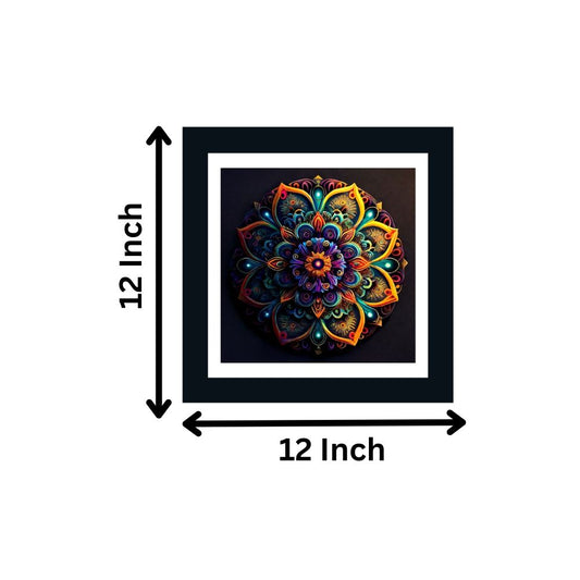 Mandala Design Multi Color Square Shape Home Wall Decor Art Print/Painting (MDF - 12X12 Inch) for Bedroom, Living Room, Office, Wall Decoration