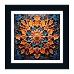 Bright Multicolor Floral Mandala Wall Decor Art Print/Painting/Poster with Black Frame for Living Room, Bedroom, Office, Home Decoration Size: 12 X 12 Inch