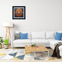 Bright Multicolor Floral Mandala Wall Decor Art Print/Painting/Poster with Black Frame for Living Room, Bedroom, Office, Home Decoration Size: 12 X 12 Inch